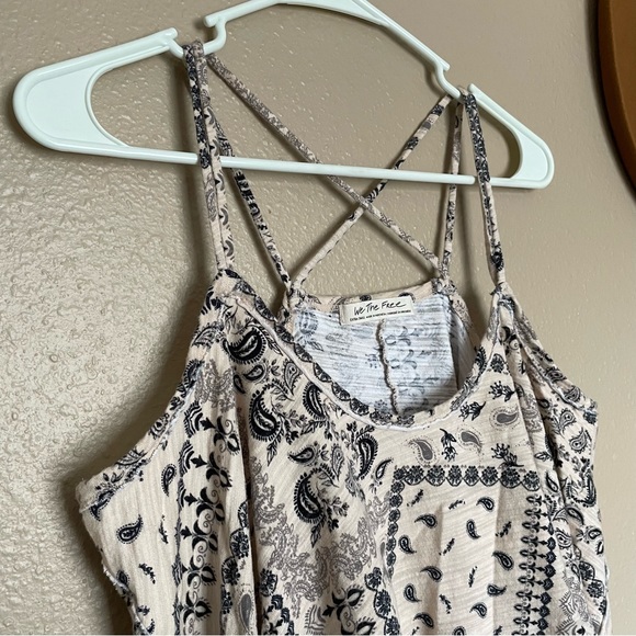 NWOT - FREE PEOPLE - WE THE FREE - Cream & Black Bandana Print - Strap Tank Top - Picture 8 of 11